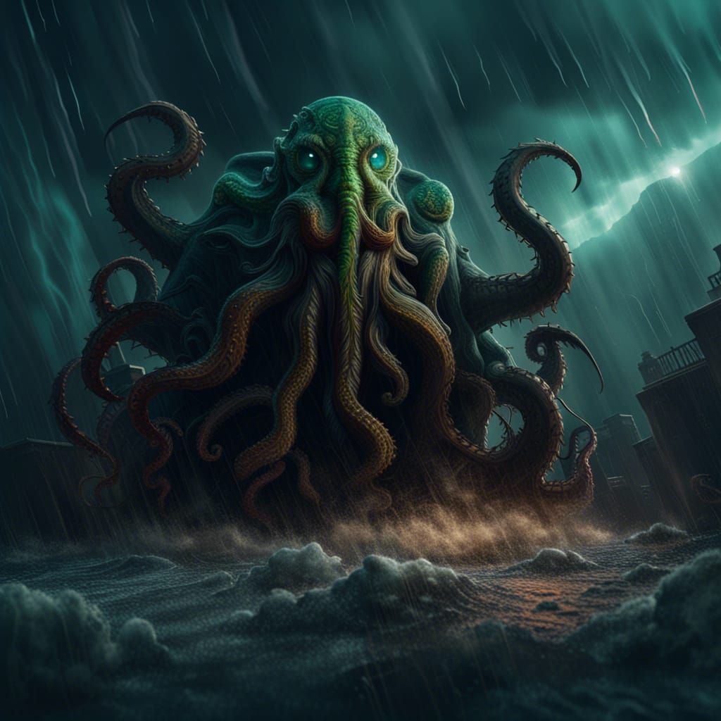 cthulhu in the storm - AI Generated Artwork - NightCafe Creator