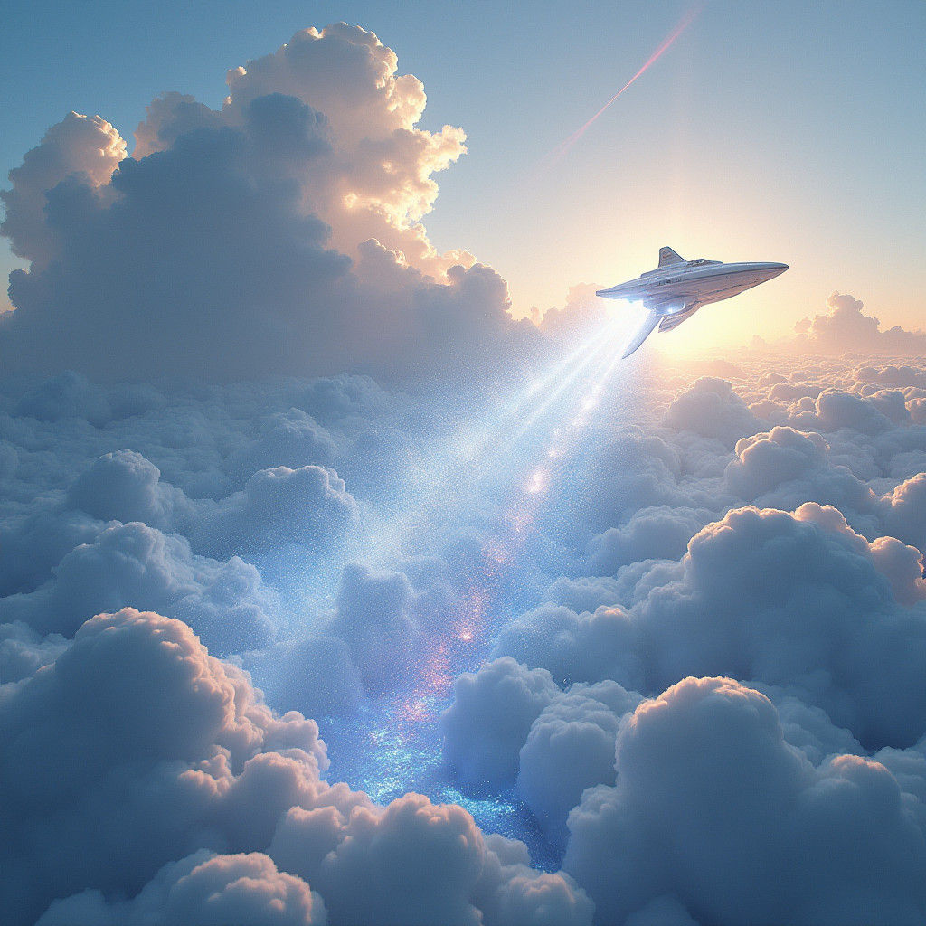 Silver River Descends From Clouds, Fantasy Concept Art