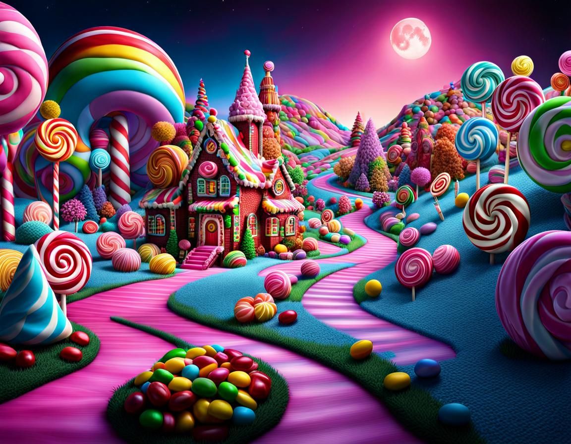 Candy Land With Full Moon  by @9no