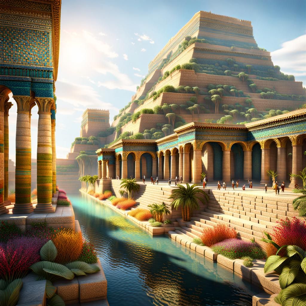 Hanging Gardens of Babylon - AI Generated Artwork - NightCafe Creator