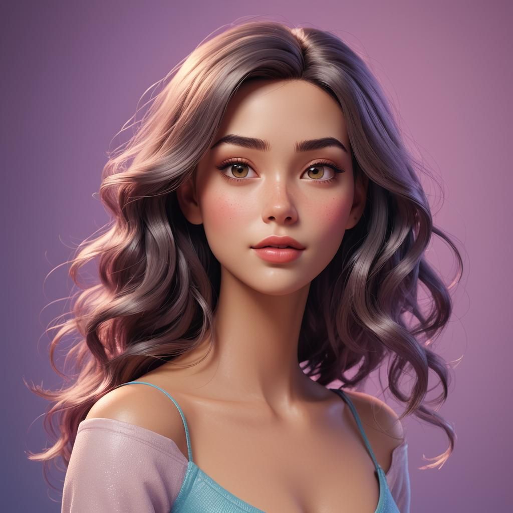 Stunning Woman Portrait in 3D Digital Art Style
