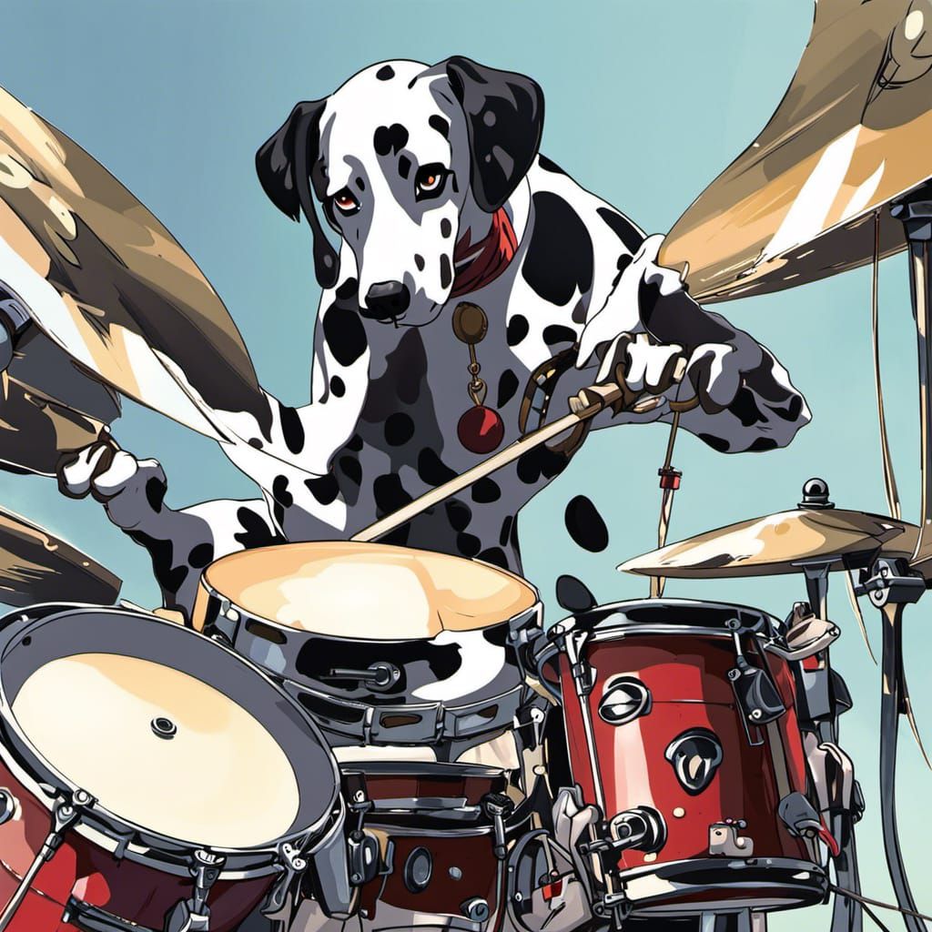Dalmatian Playing Drums