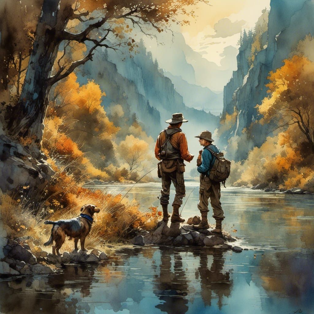 Fishing Master and Apprentice   by @Chief_Runs-with-scissors