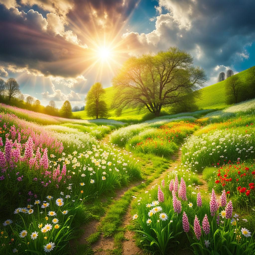 a spring meadow leads to magical wonderland  by @Easter Bunny