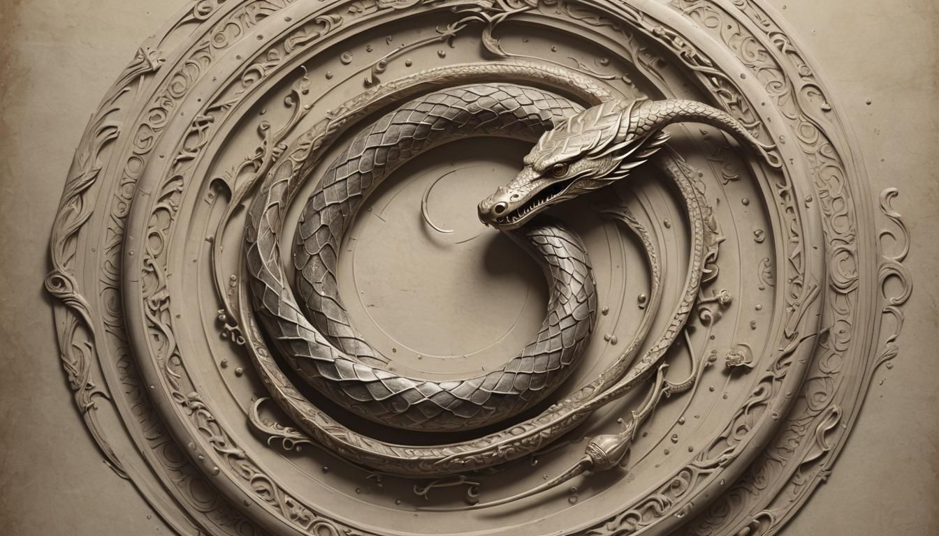 The Ouroboros: Reimagine the symbol of the ouroboros—a serpe...