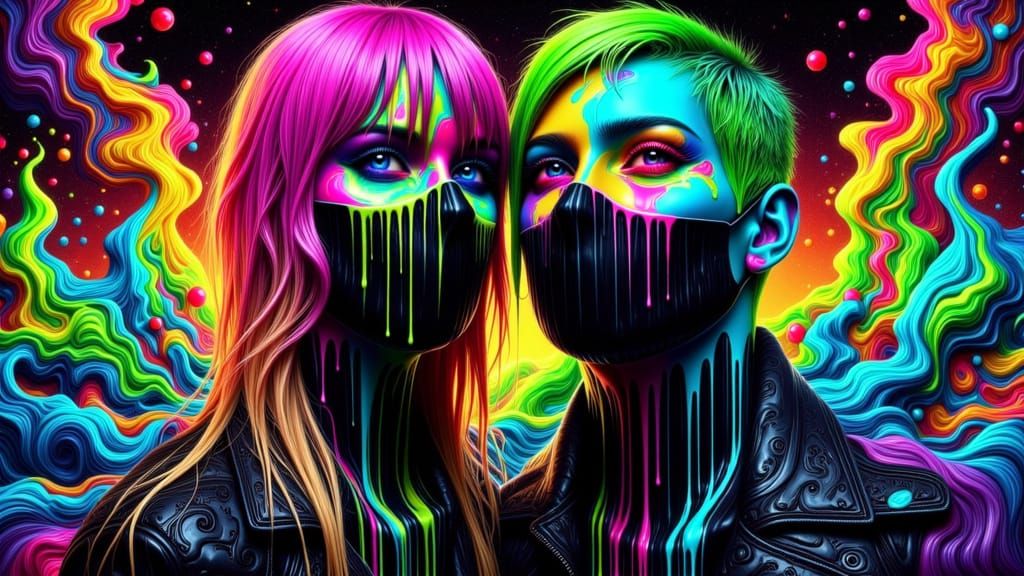 <lora:Melting Colors:1.0> Alcohol ink image of a woman and man (16:9)