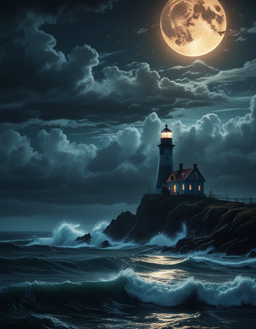 Atmospheric seascape illustration inspired by Caspar David Friedrich, Ivan Aivazovsky, Gregory Thielker, ...  by @AlShahriFX