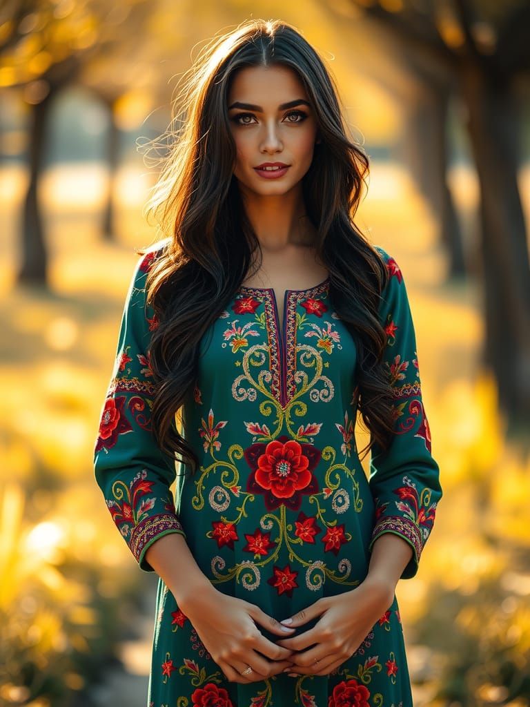 Azerbaijani Woman in Traditional Kebaba Dress