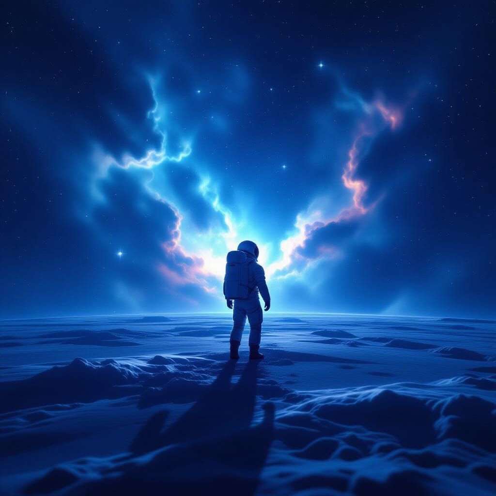 Lone Astronaut Drifting in Vast Cosmic Expanse