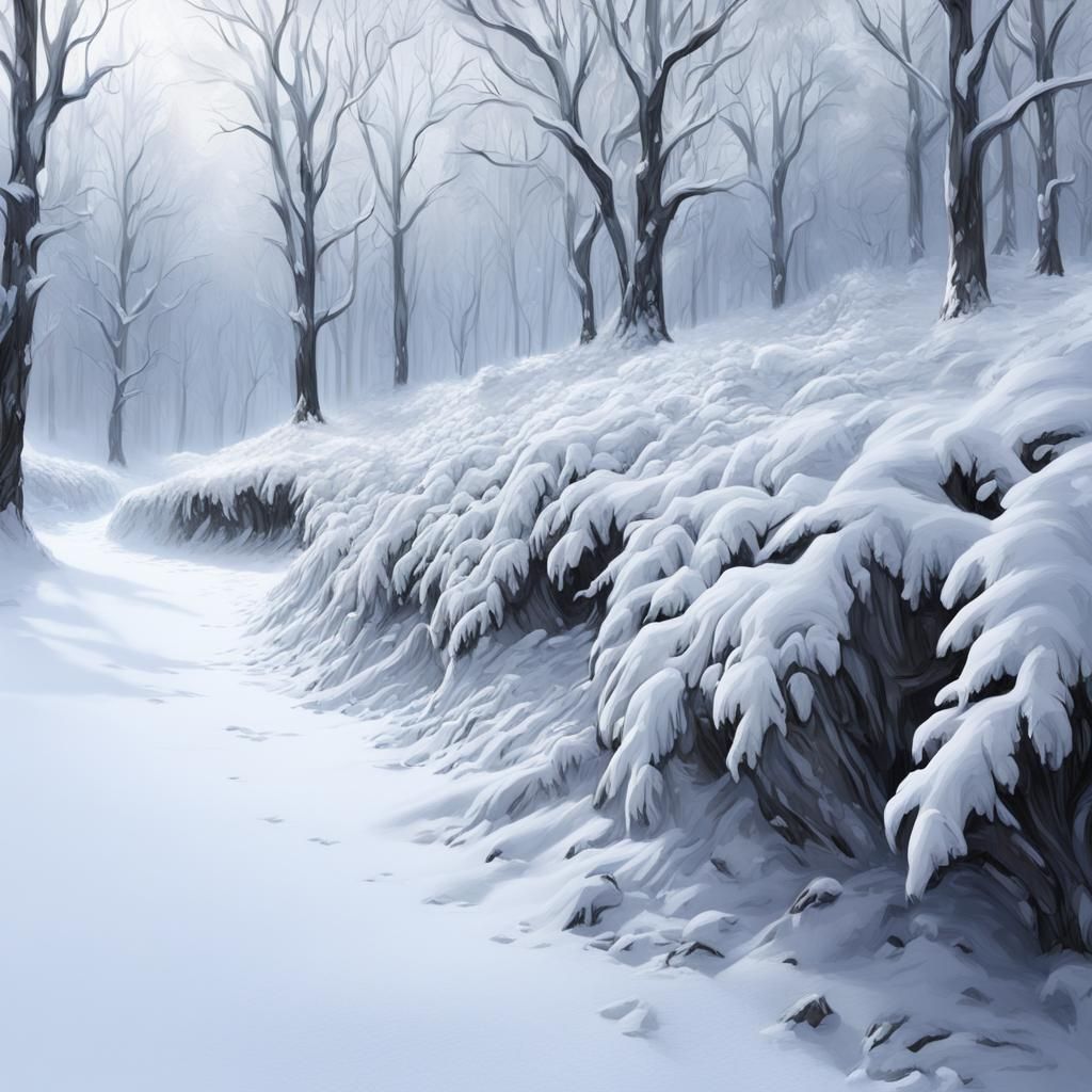 Winter
White snow, fluffy, swirls in the air
And falls quiet...