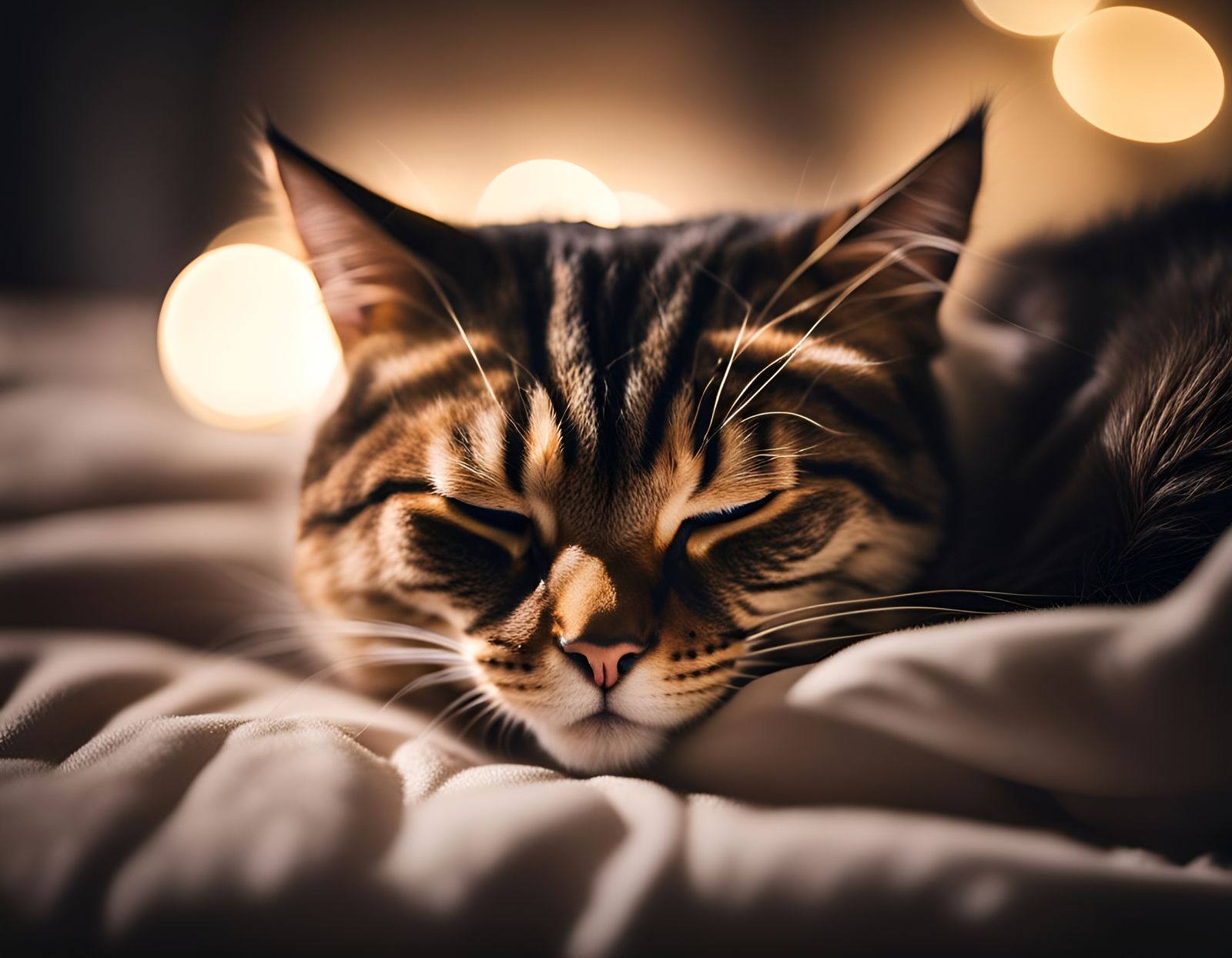 Cat sleeping in bed