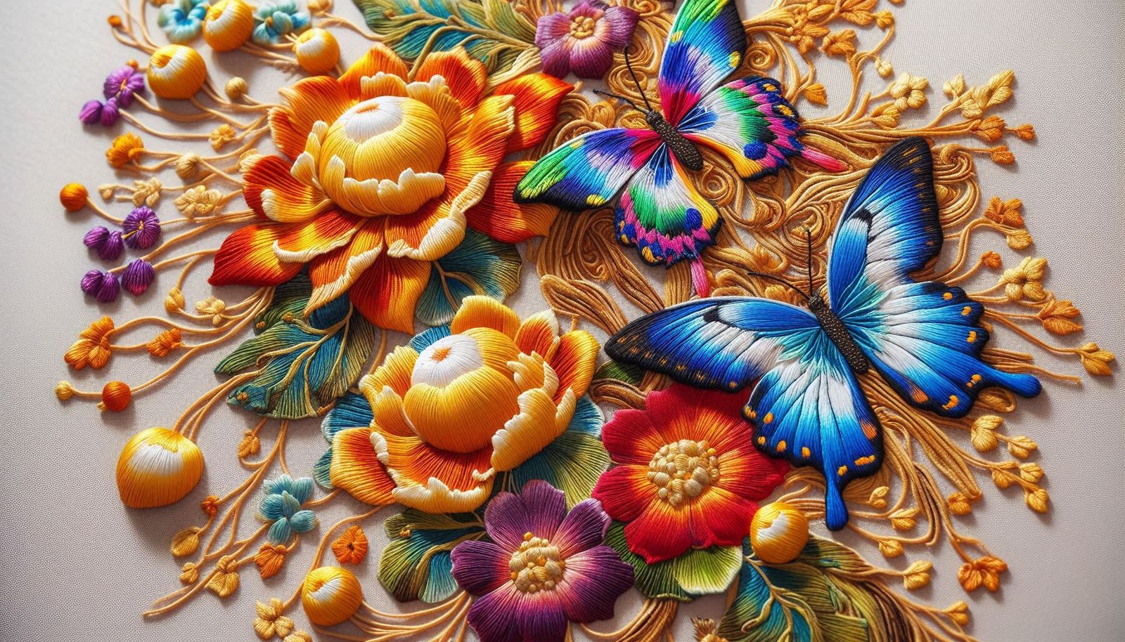 Chinese Needlepainted Butterflies I