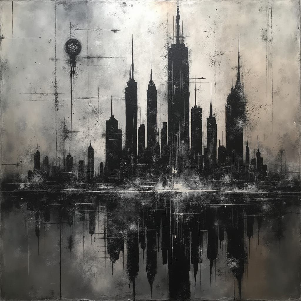 Futuristic Abstract Cityscape in Metallic Palette