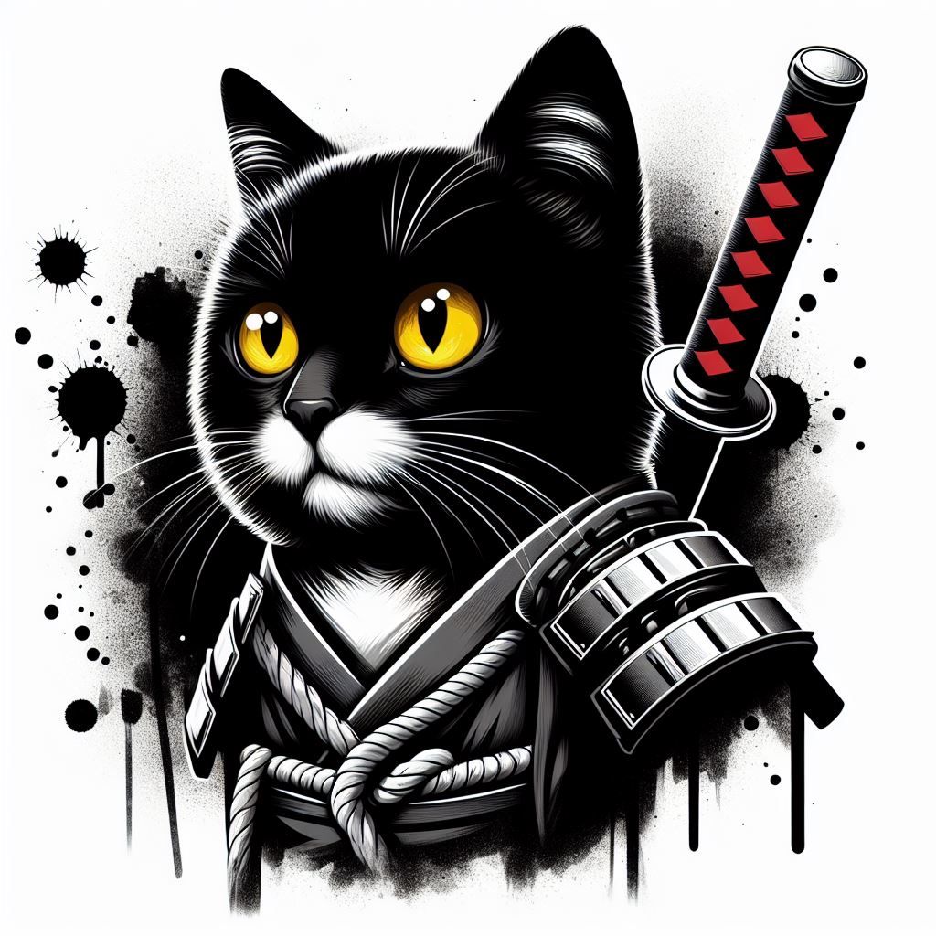 Cute samurai cat