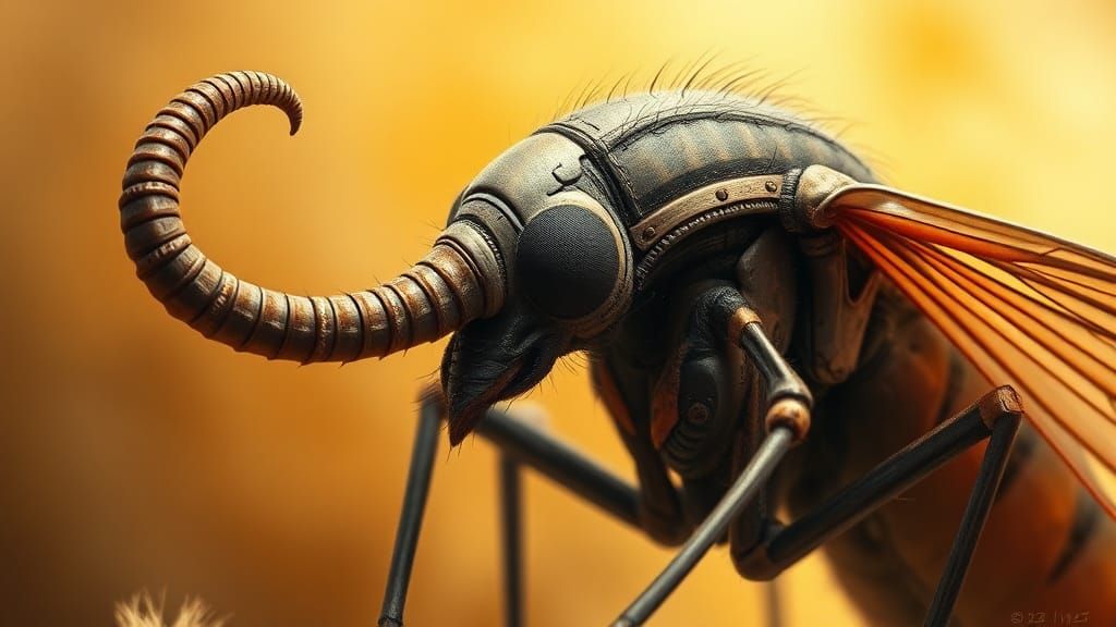 Close-up of a mosquito with an elephant head