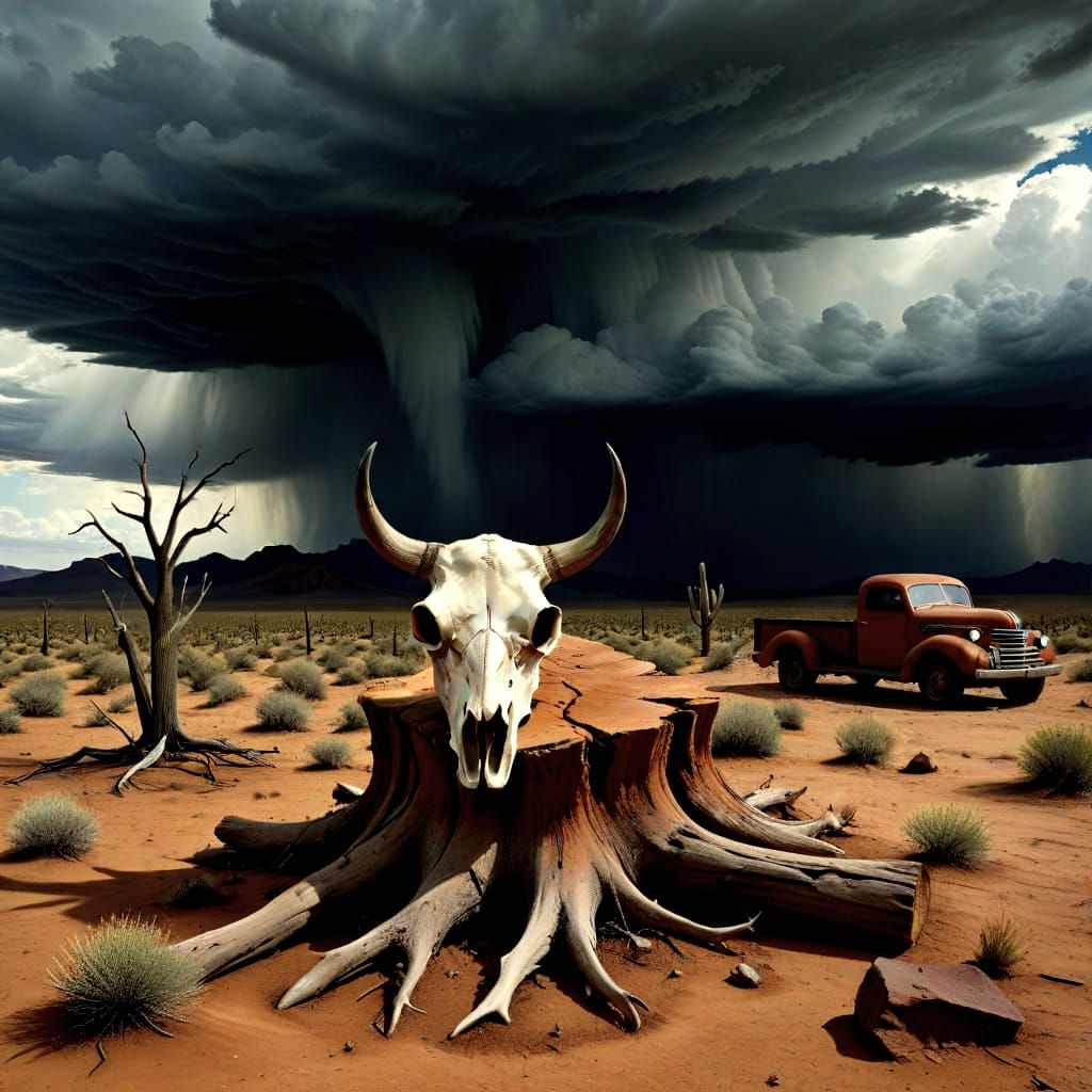 Surreal Desert Landscape in Hyperrealistic Style