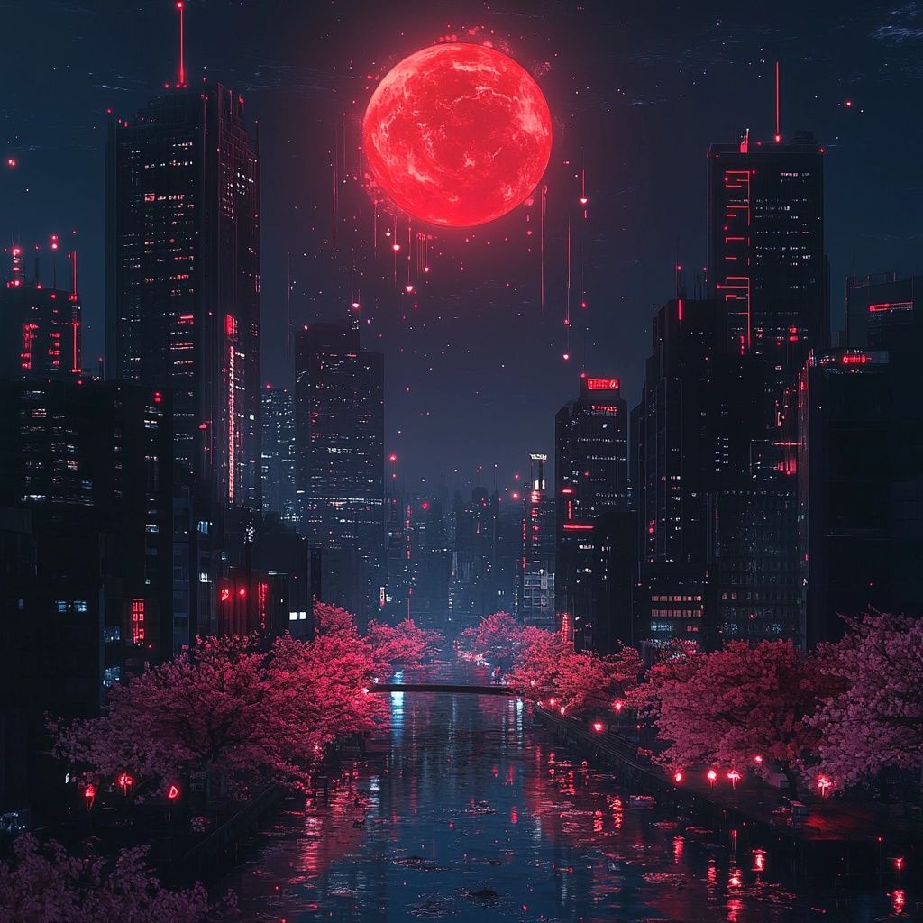 Red Moon over the City