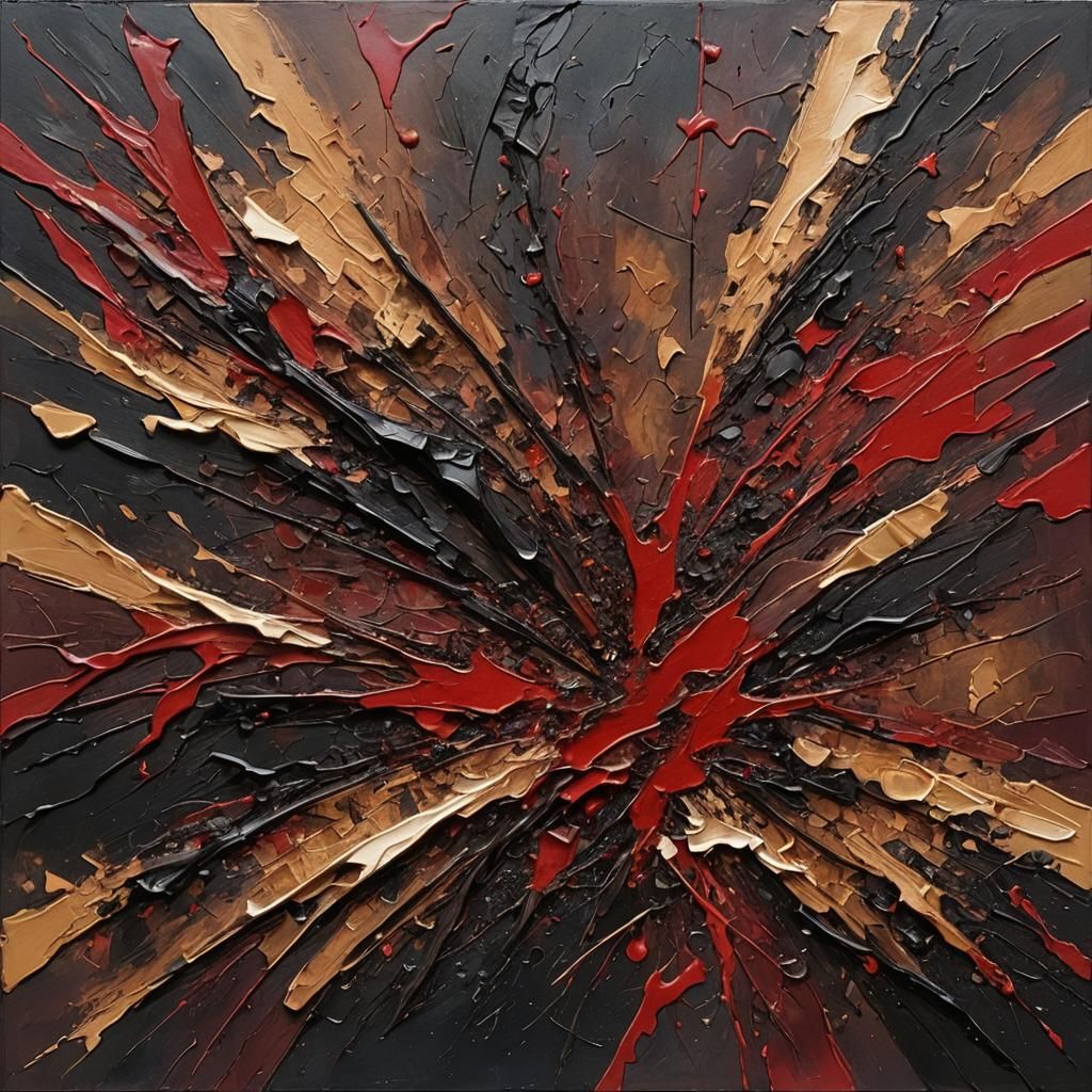 An abstract painting that visually represents the devastatin...
