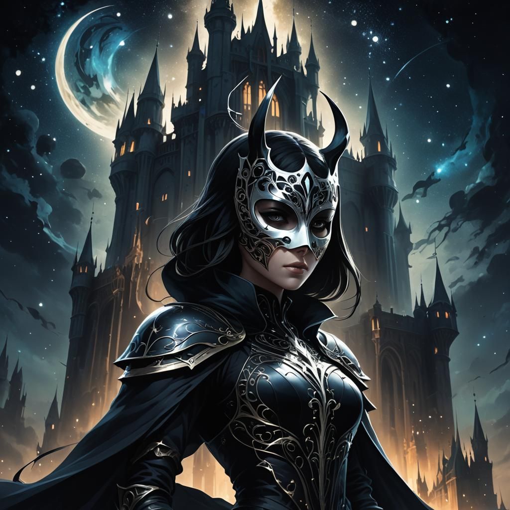 D3 // black digital painting, bioluminescent beautiful woman wearing hollow knight starry sky concept ...  by @NekoNesto