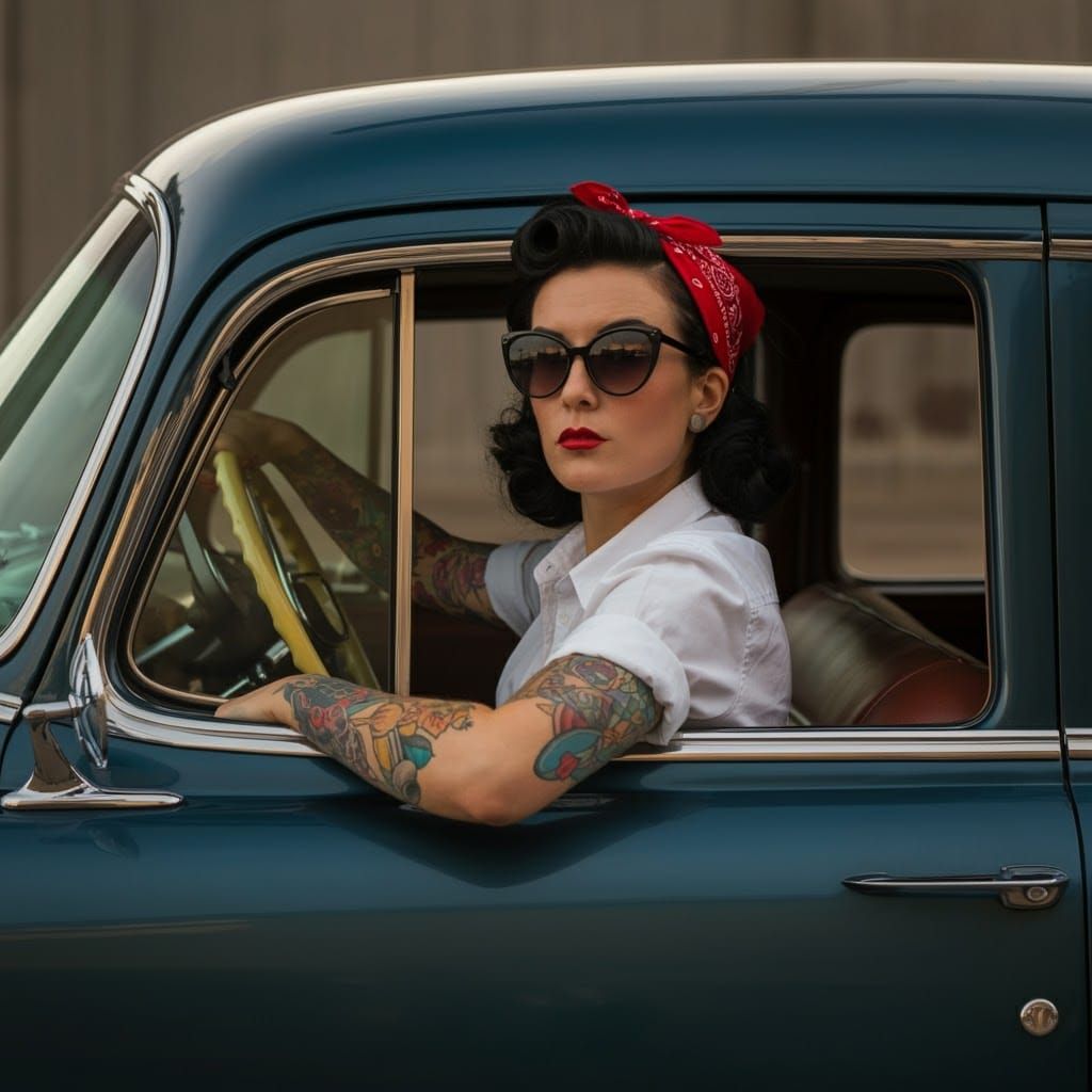 A blue-collar woman modeled on the representation of a 1940s...