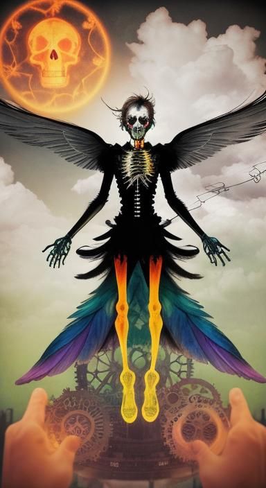 Vivid colors steampunk dreamcatchers, gears, kid's crayon ,p...