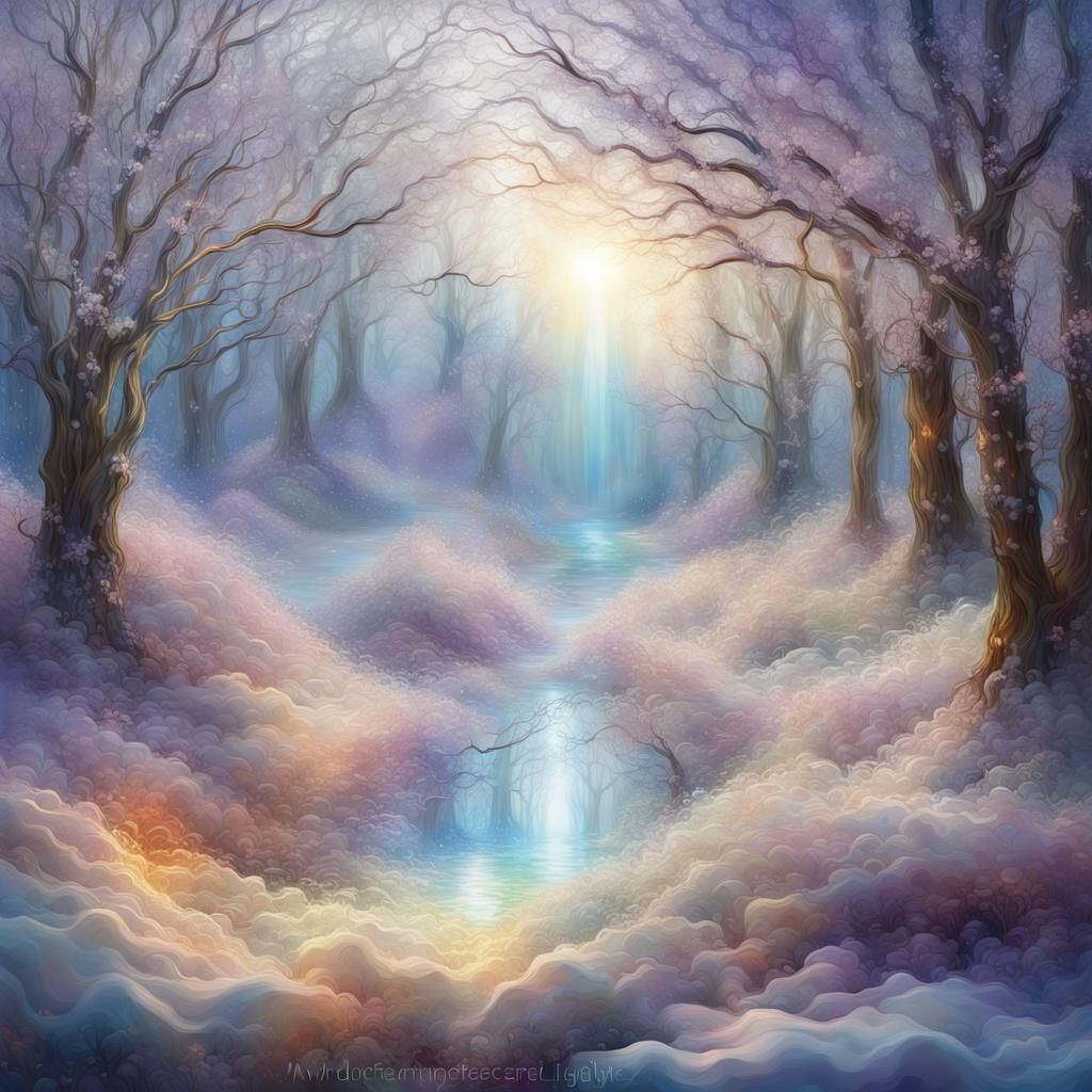 winter fairy tale landscape, magical, captivating, serene, B...