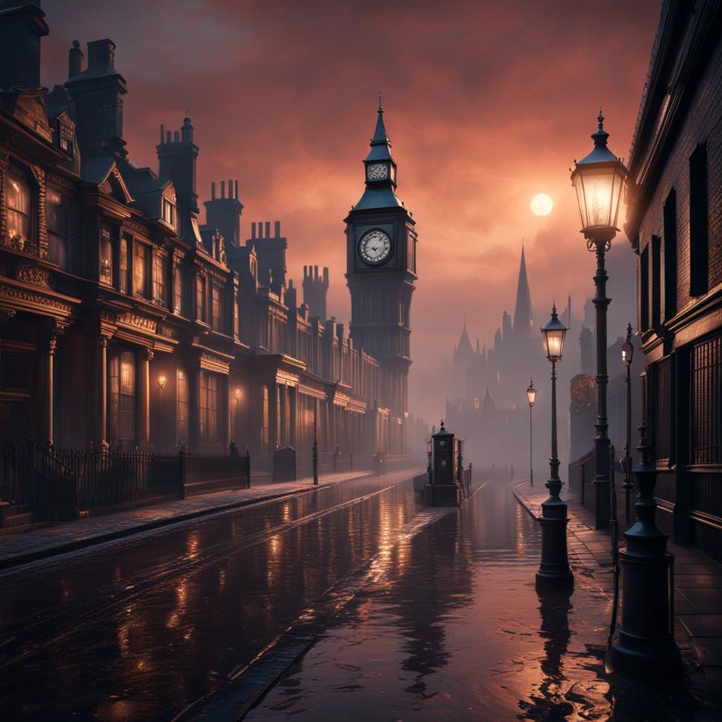 1880s misty London street