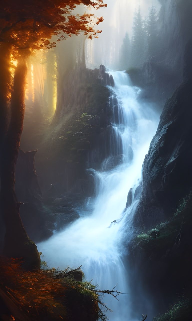 Waterfall - AI Generated Artwork - NightCafe Creator