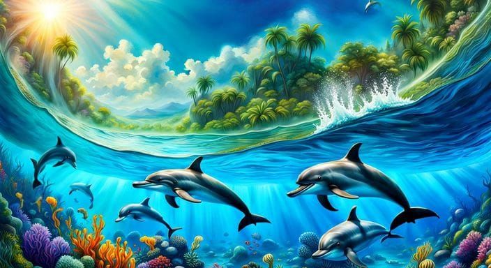 Dolphins’ play - AI Generated Artwork - NightCafe Creator