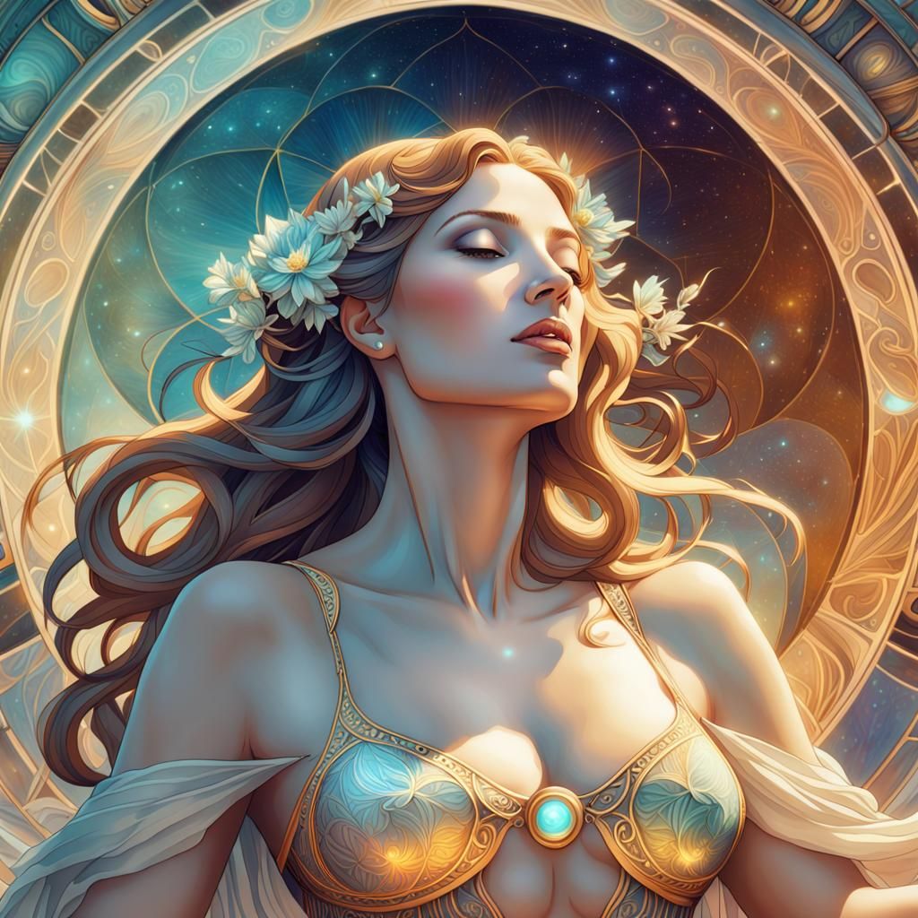 Radiant Finnish Goddess in Art Nouveau Style