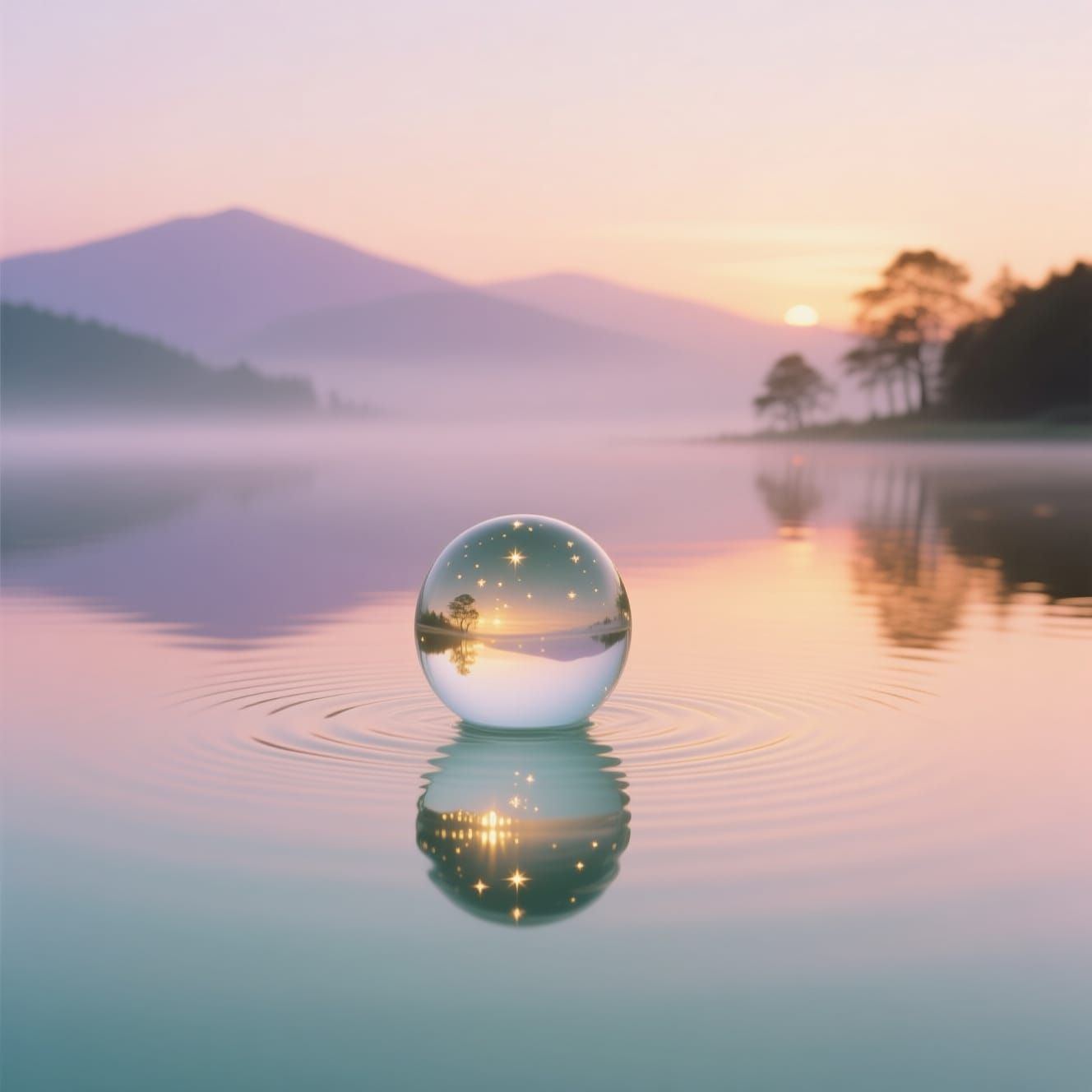 Serene sunset over calm water,