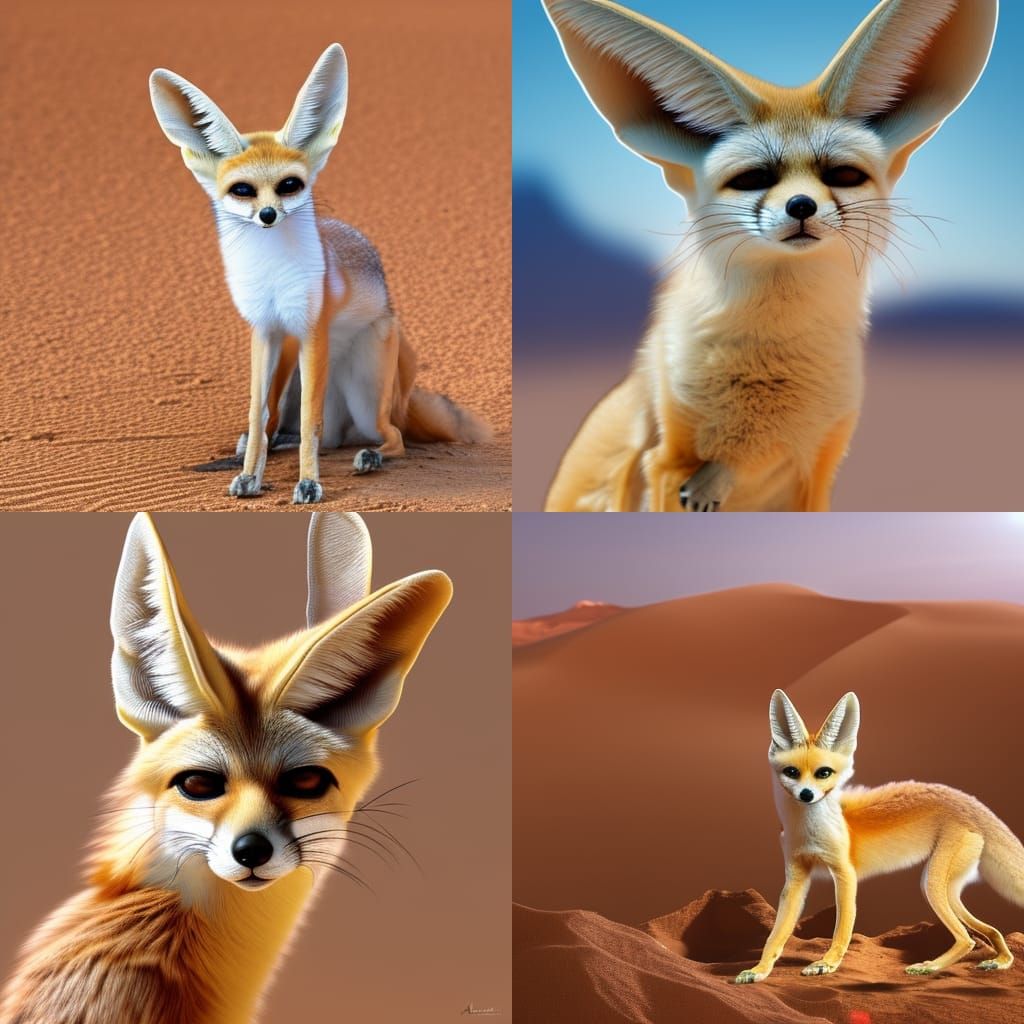 Realistic looking Algerian Fennec Fox in the desert - AI Generated ...