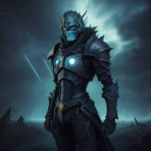 mythical warrior deathknight yellow lime masked stars starfield comet