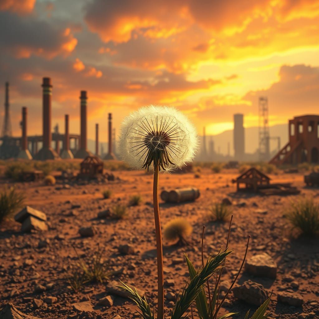 dandelion growing industrial ruins   by @Michael Hendrickson