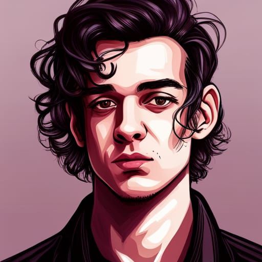 Matty Healy color portrait head and shoulders no bad anatomy no ...