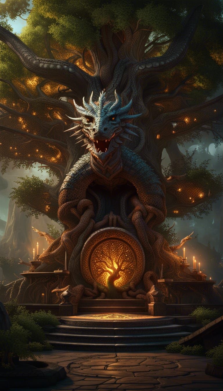 Tree of life dragon altar - AI Generated Artwork - NightCafe Creator