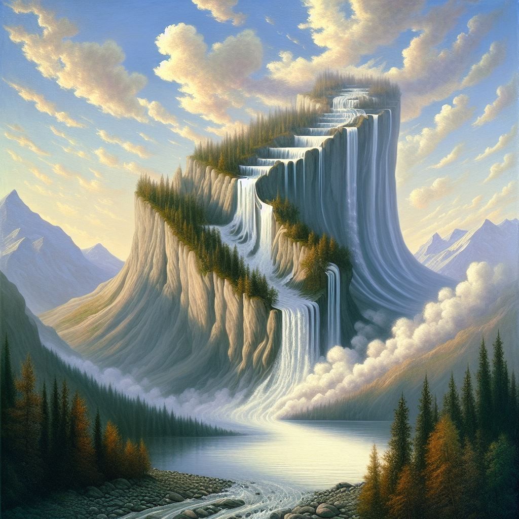 Reverse gravity try on waterfall