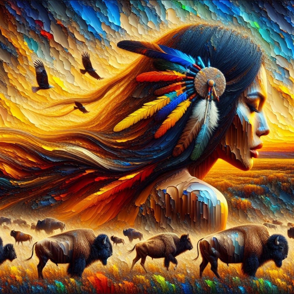 Women in harmony with Nature – Native American Woman – 1:1 F...
