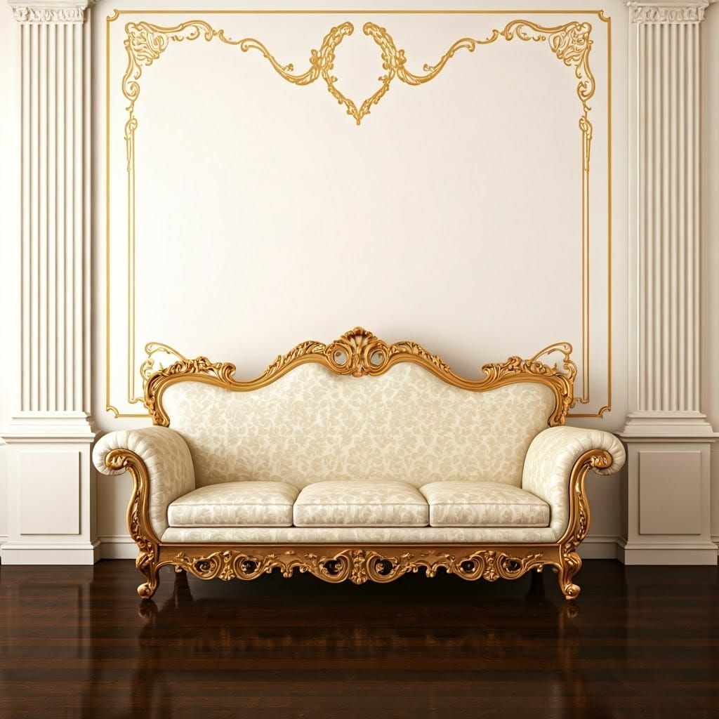 Opulent Cream & Gold Salon in Rococo Style