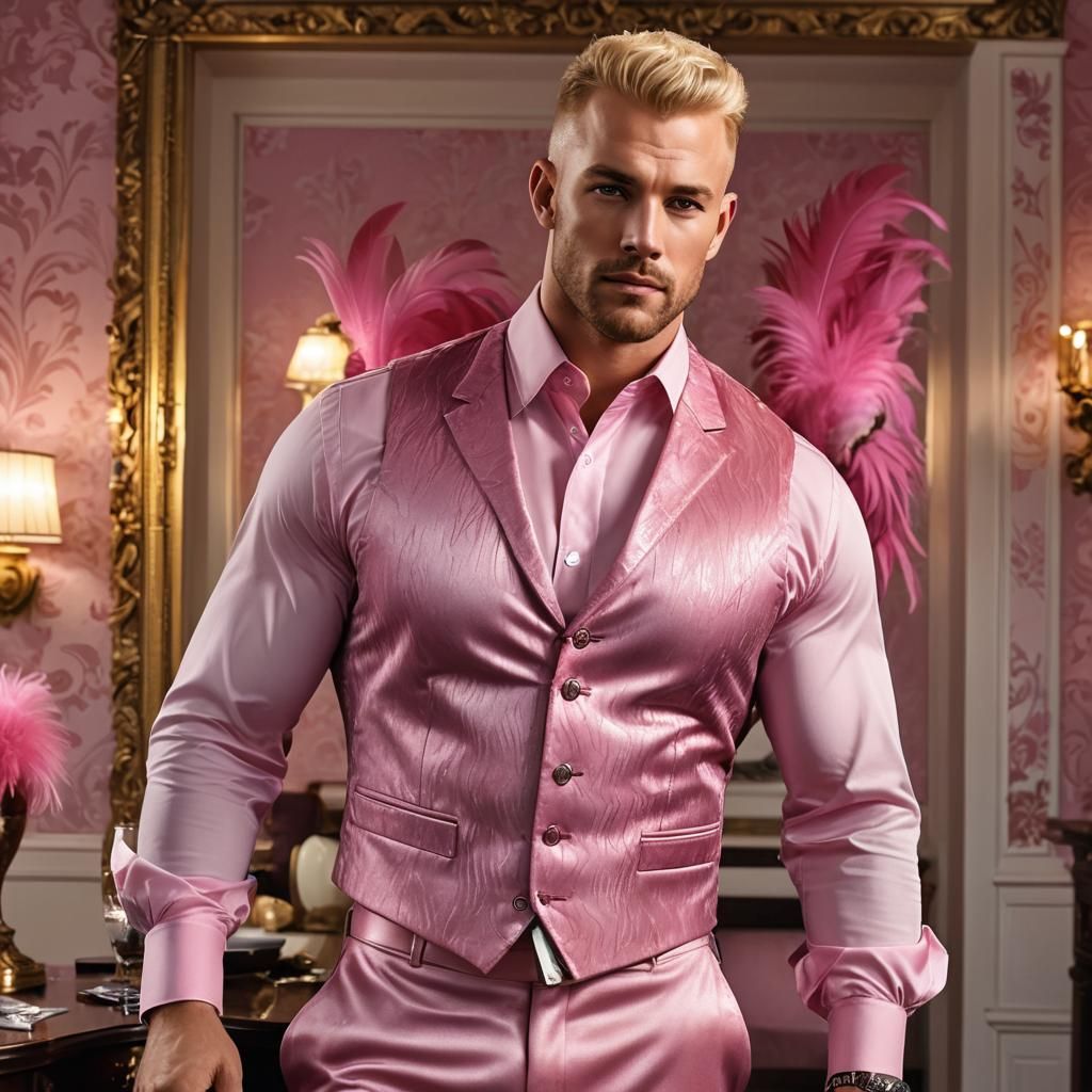 Handsome man wearing pink