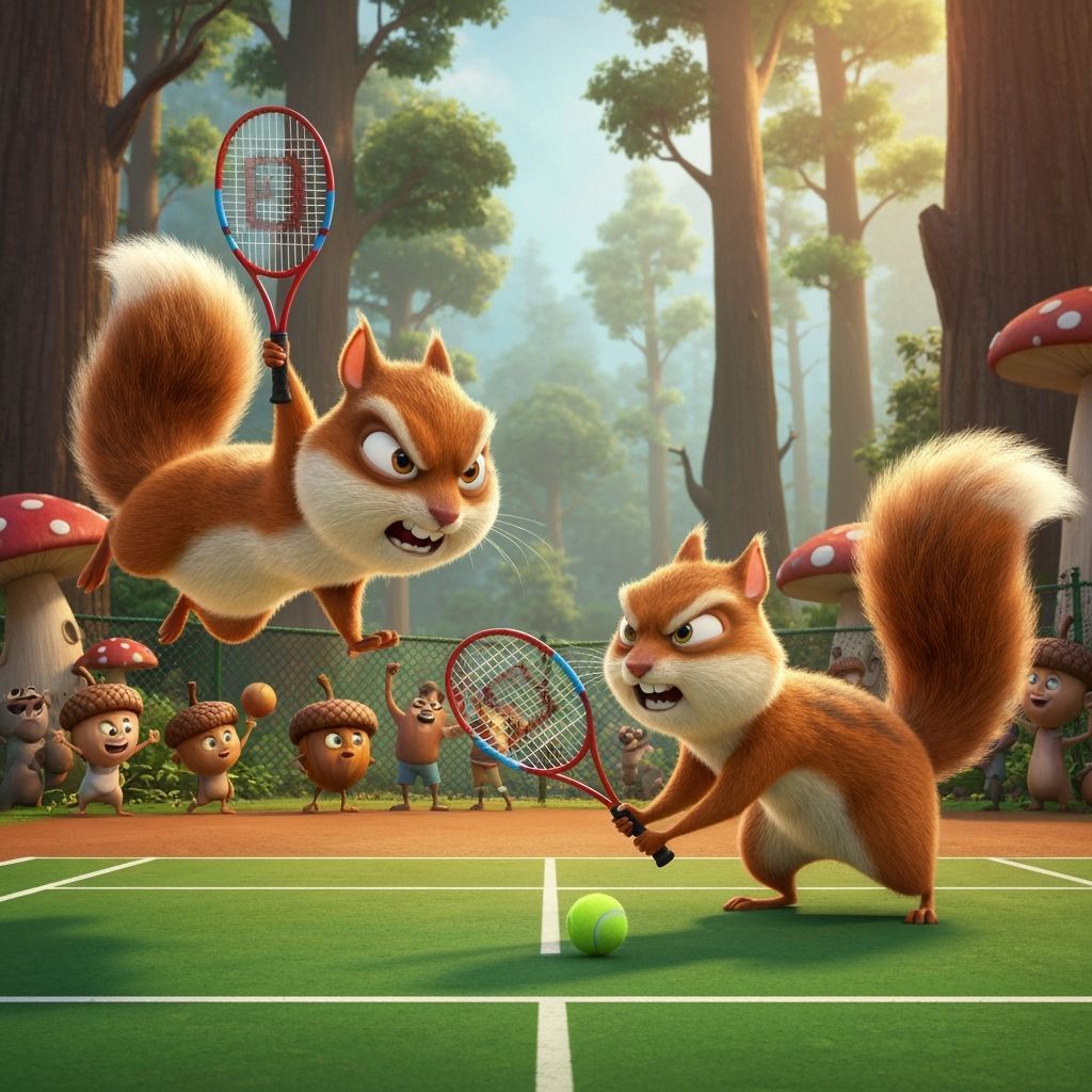 Two squirrels on Wombledon  by @Twiggles