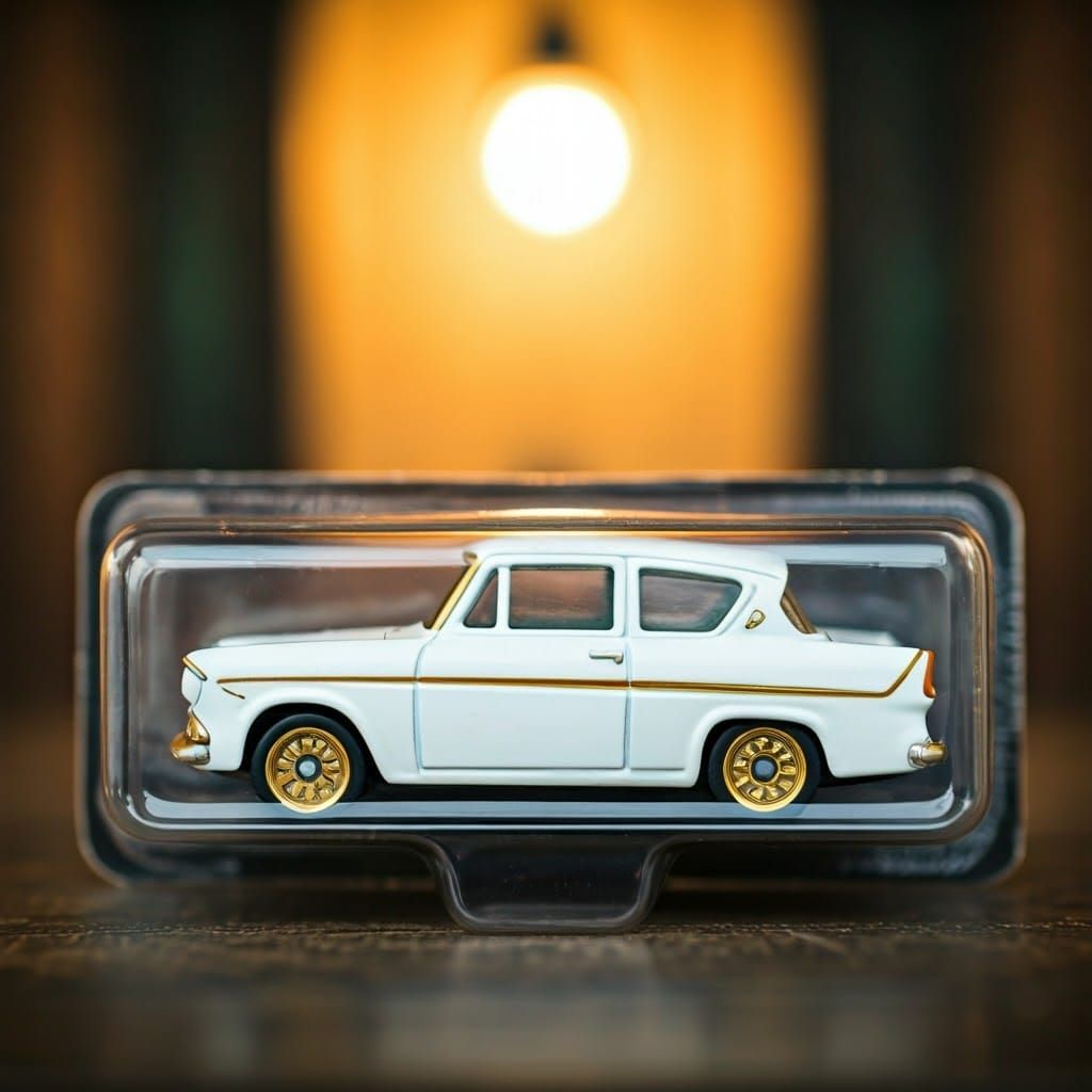 Illuminated, nostalgic diecast diorama of harry potters ford...