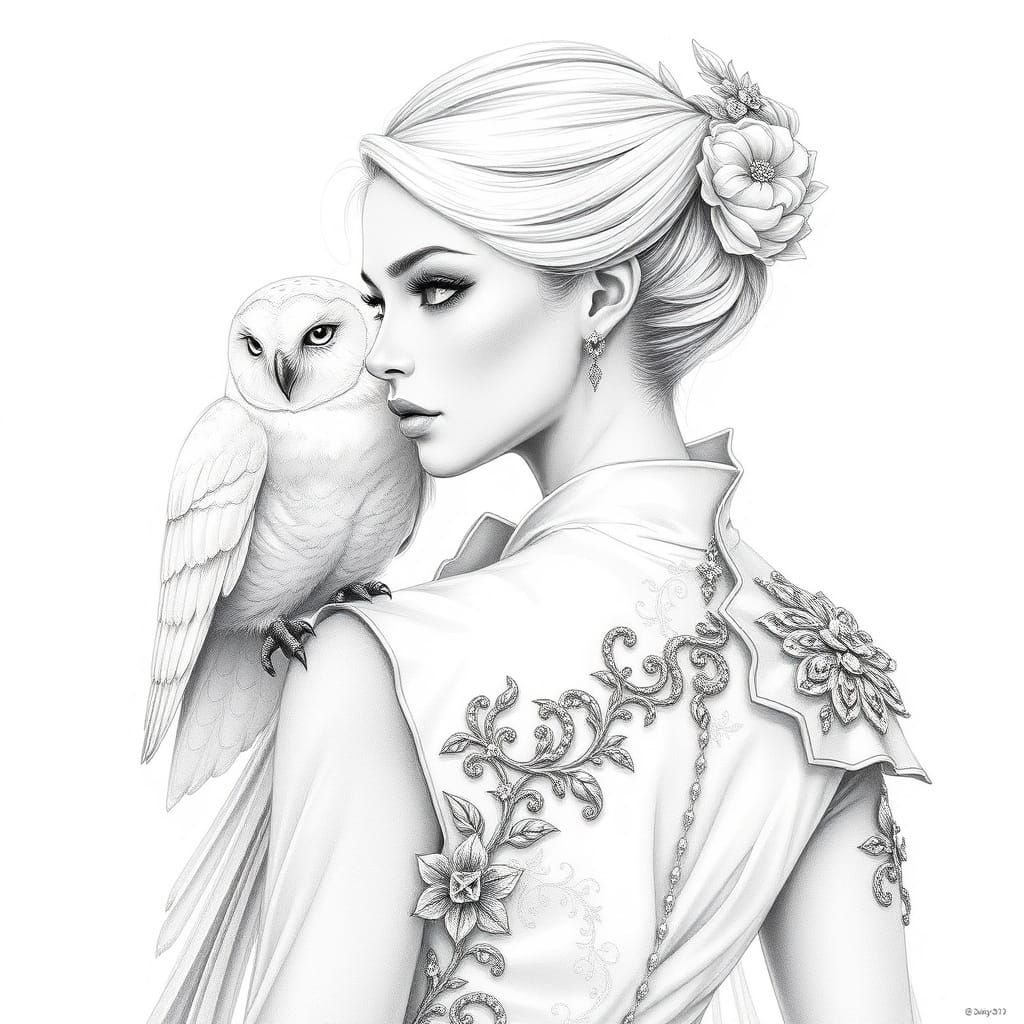 Ethereal Fantasy Princess with Majestic Owl