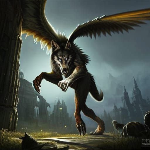 Winged werewolf - AI Generated Artwork - NightCafe Creator