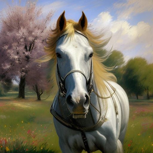 Girl Riding Chestnut Horse in a Sunlit Meadow