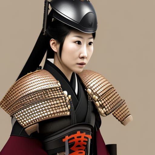 beautiful female samurai, young japanese woman, Samurai armo...