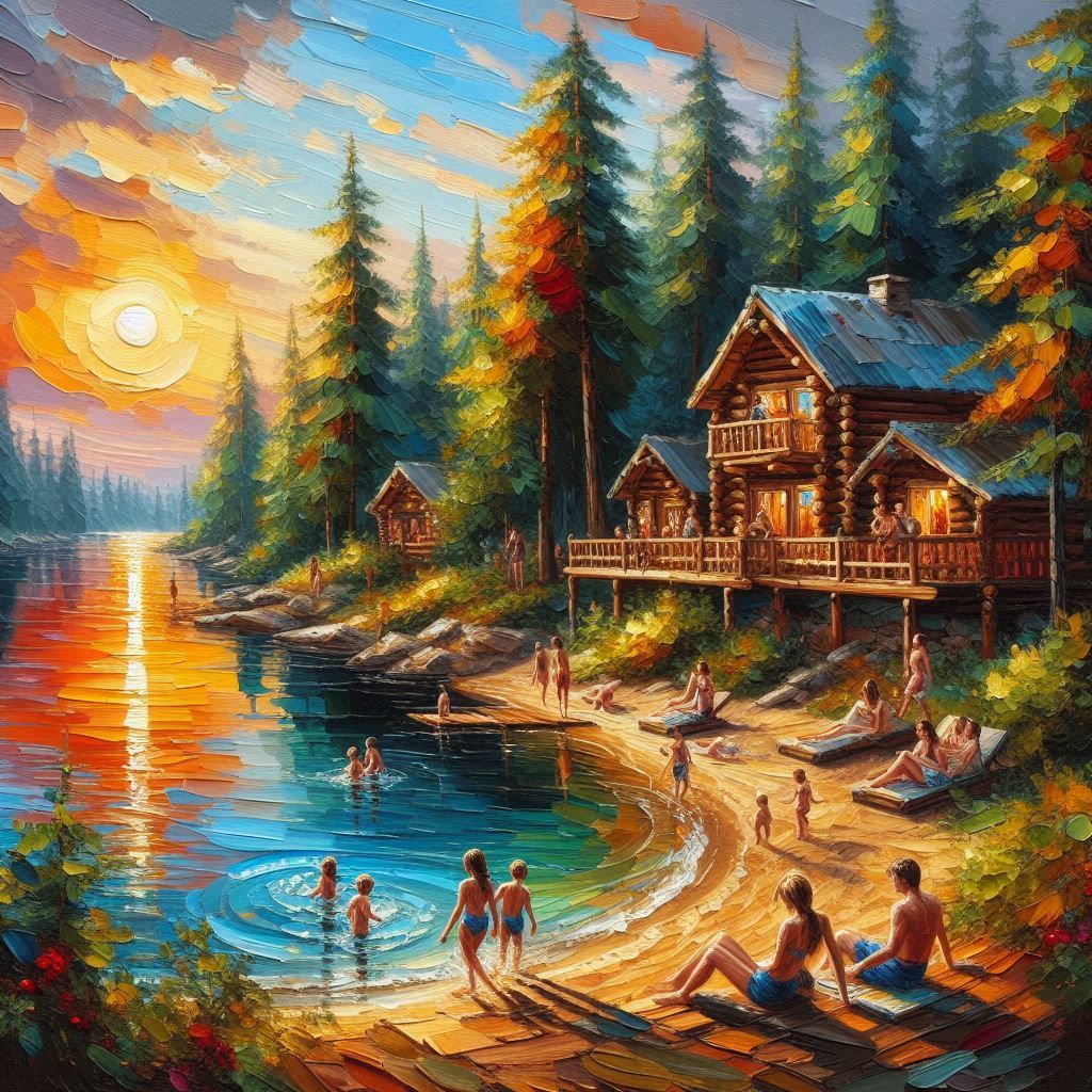 Summer pleasures at a beautiful forest lake