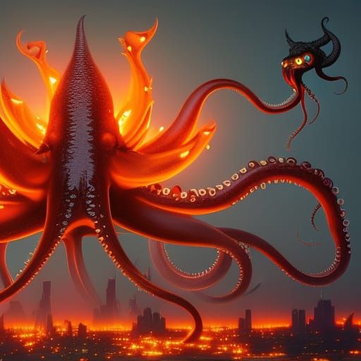 Fire Squid Ai Generated Artwork Nightcafe Creator