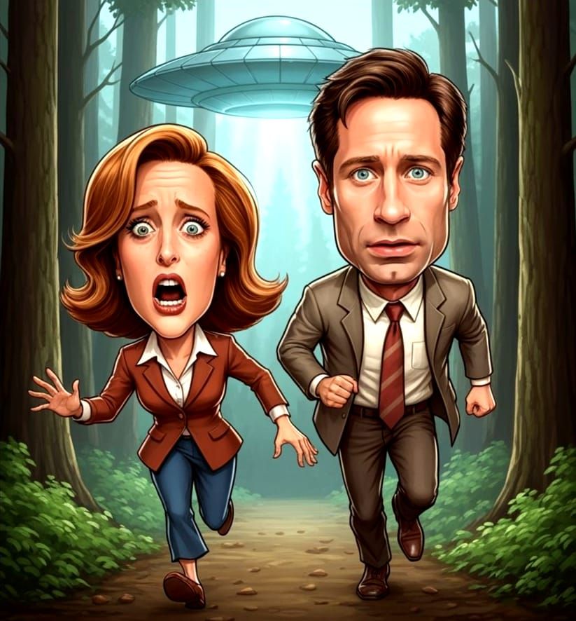 Scully and Mulder are chased by aliens (X-Files)  by @forge4ward