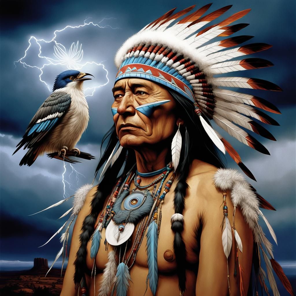 Native American Thunderbird vision quest, Thunderbbird appea...